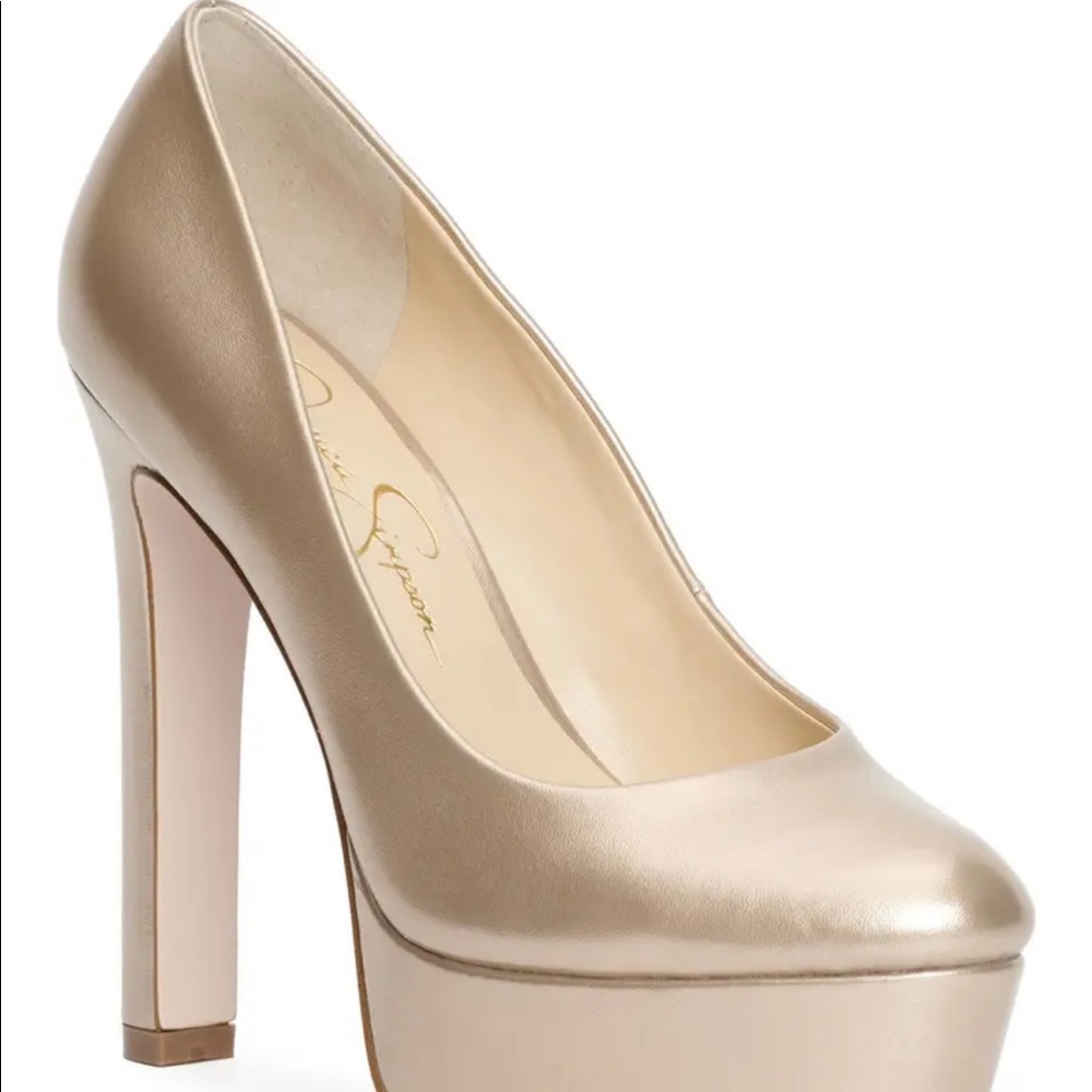 New With Box, Gold Jessica Simpson Platform Heels - Size 8